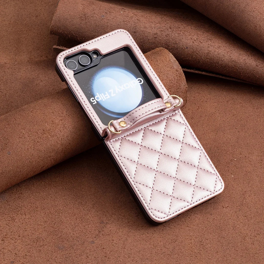 Luxury Crossbody Diamond Leather Case for Samsung Galaxy Z Flip 5