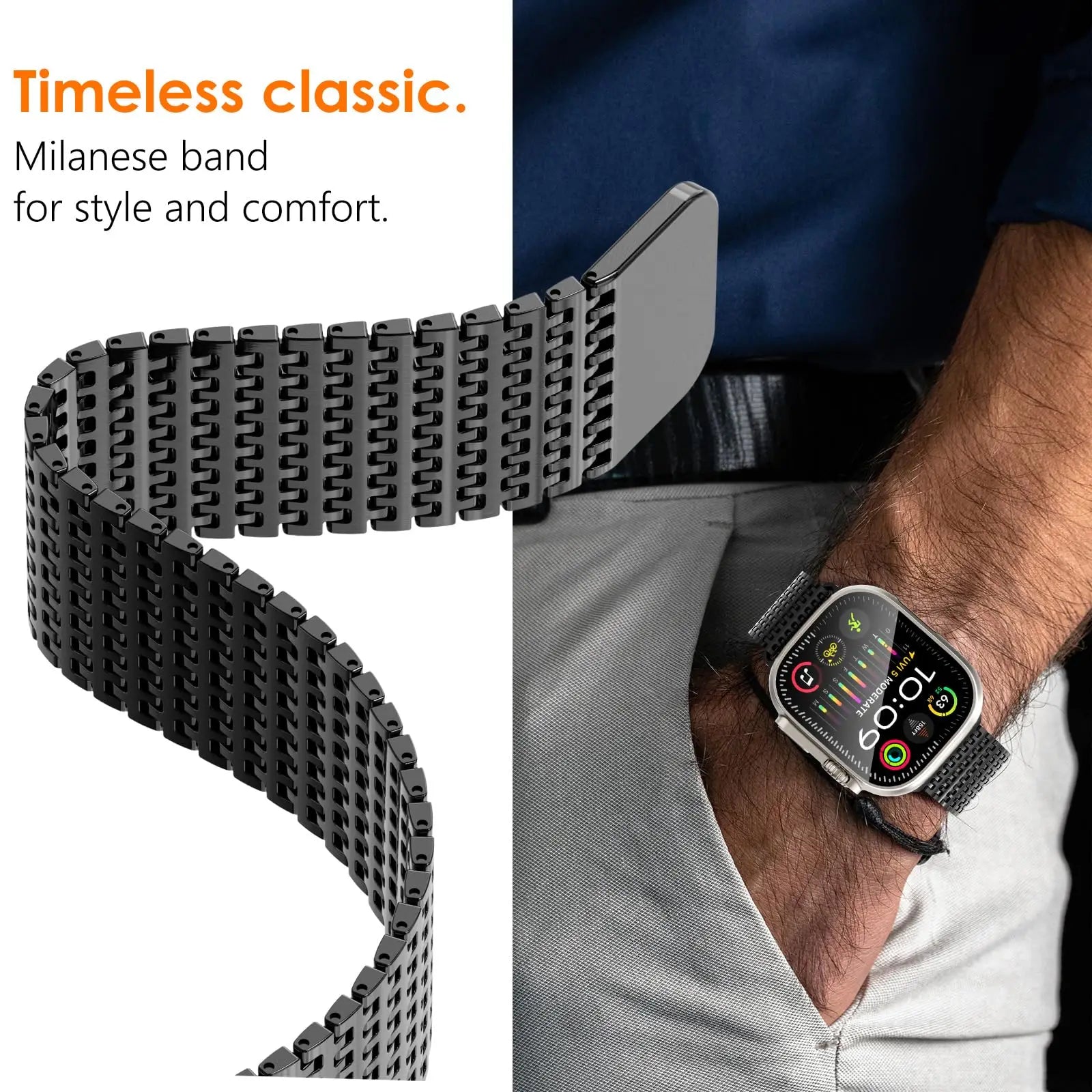 Magnetic Stainless Steel Strap for Apple Watch – Sleek & Secure