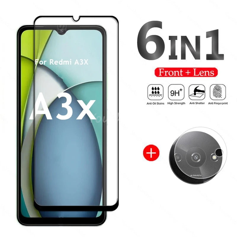 Full Cover Tempered Glass Screen Protector and Camera Film for Xiaomi Redmi A3X