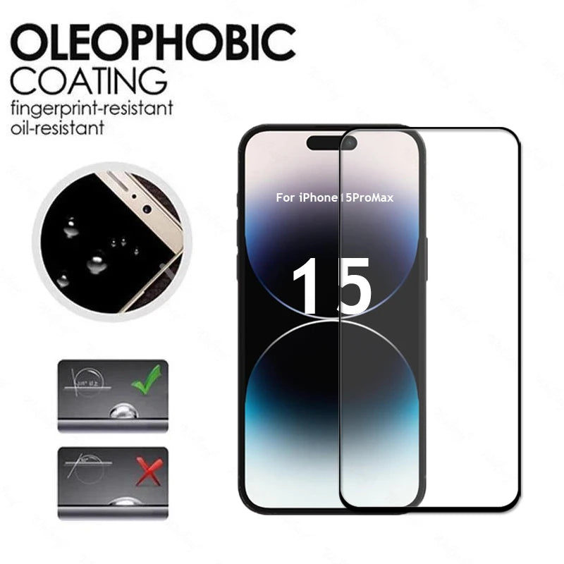 Tempered Glass Screen Protector and Camera Lens Film Set for iPhone 15 Series