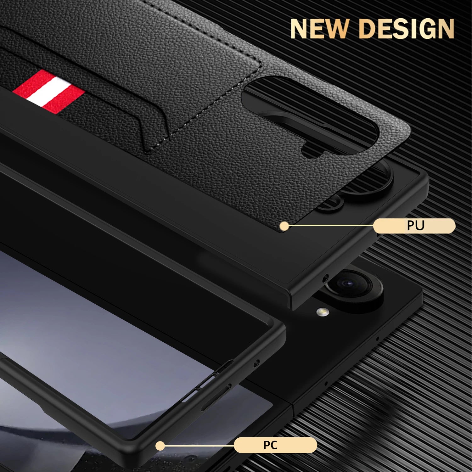 Matte Leather Luxury Case with Card Pocket for Samsung Galaxy Z Fold 5