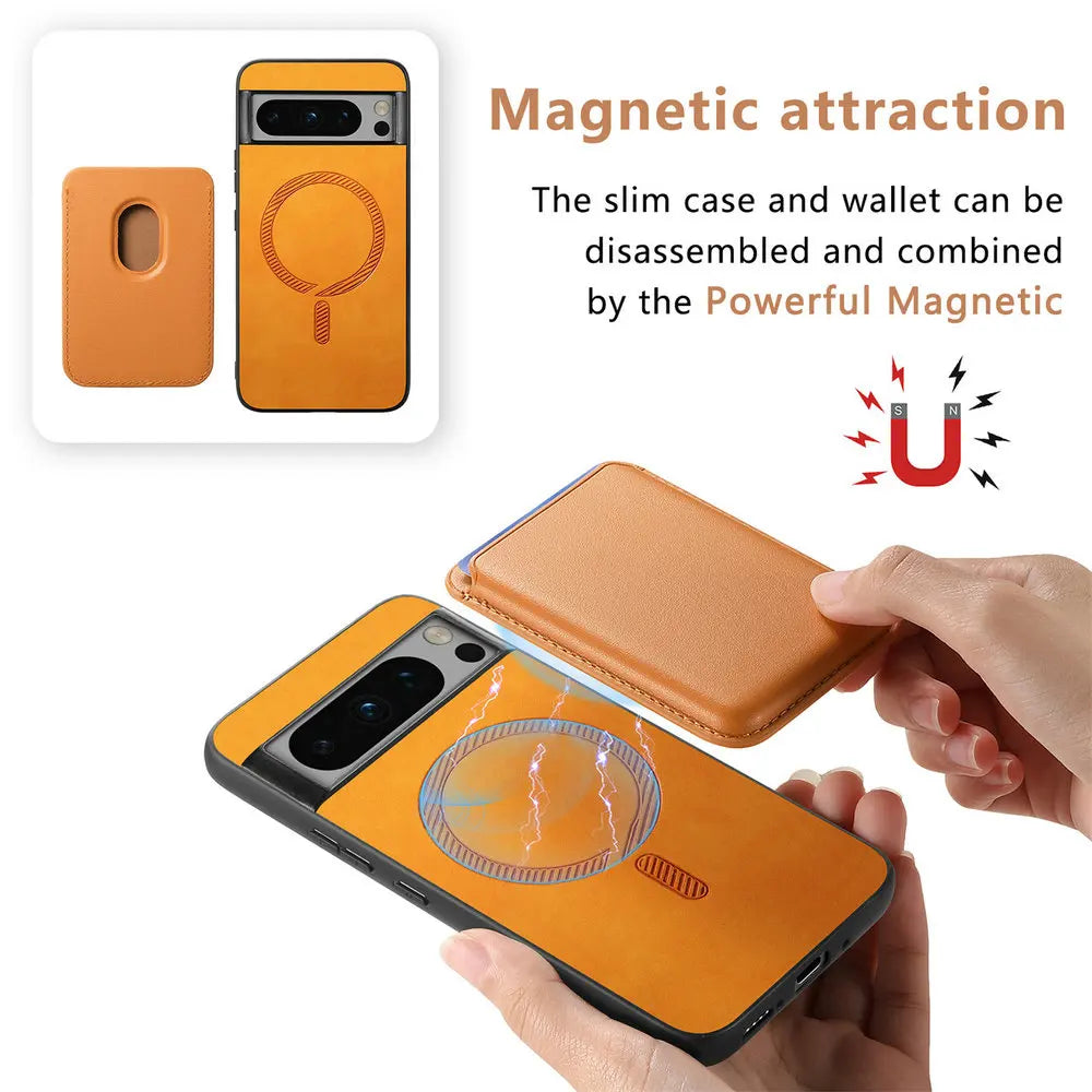 Magnetic Leather Detachable Wallet Case for Google Pixel 8 Series