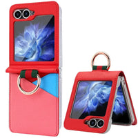 Geometric Leather Case with Ring and Card Holder for Samsung Galaxy Z Flip 6