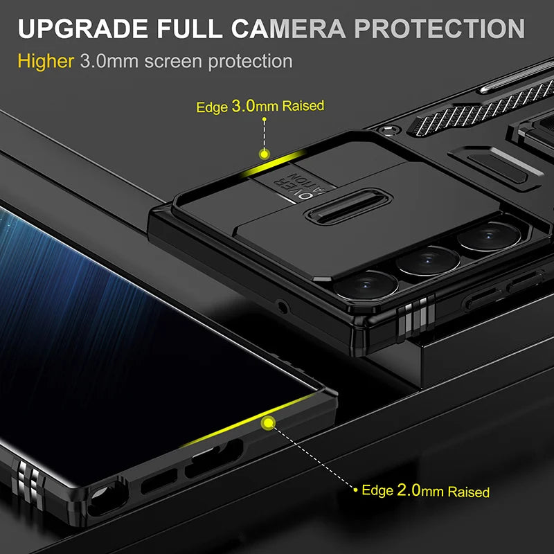 Samsung Galaxy S25 Series Armored Case with Camera Protection and Ring Holder