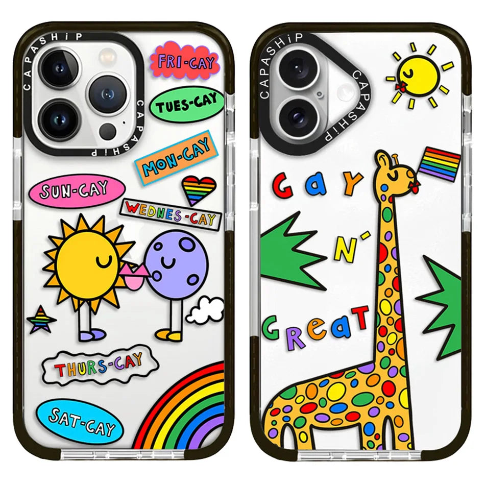 Art Rainbow Colored Soft TPU Shockproof Back Case for iPhone 16 Series