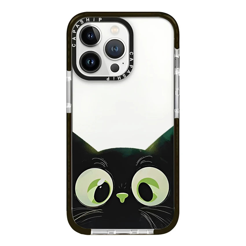 Fashion Cartoon Black Cat Soft TPU Shockproof Case for iPhone 16 Series