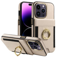 iPhone 16 Series Leather Wallet Case with Ring Holder and Vertical Card Holder