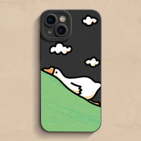 Cartoon Duck Silicone Case with Lens Protection Soft Back for iPhone 15 Series