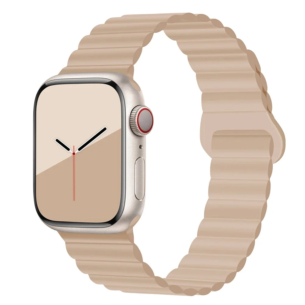 Lightweight Silicone Band with Magnetic Buckle for Apple Watch