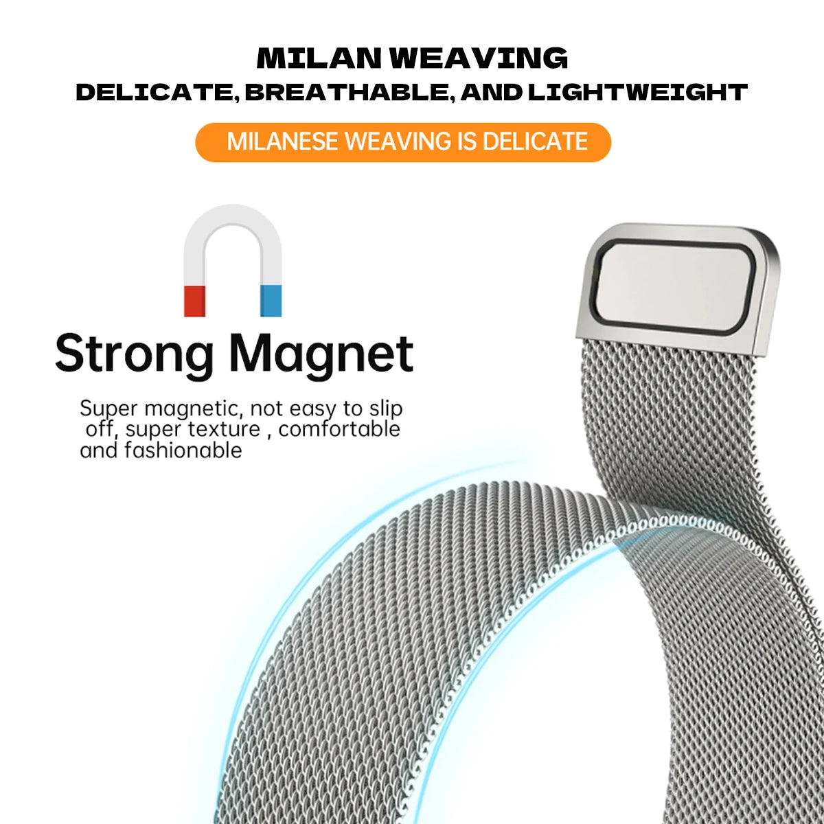 Milanese Magnetic Loop Stainless Steel Bracelet for Samsung Galaxy Fit3