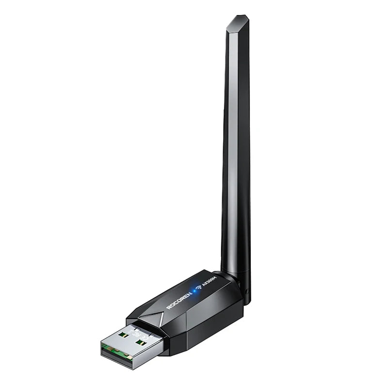 Rocoren AX300M WiFi 6 USB Wireless Adapter with High-Gain Antenna