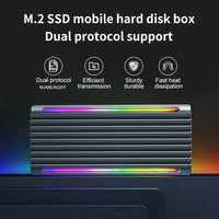 MOSHOU RGB Aluminum M.2 to USB NVMe SATA SSD Enclosure Reader