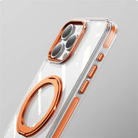 Rotatable Bracket Transparent MagSafe Case for iPhone 15 Series