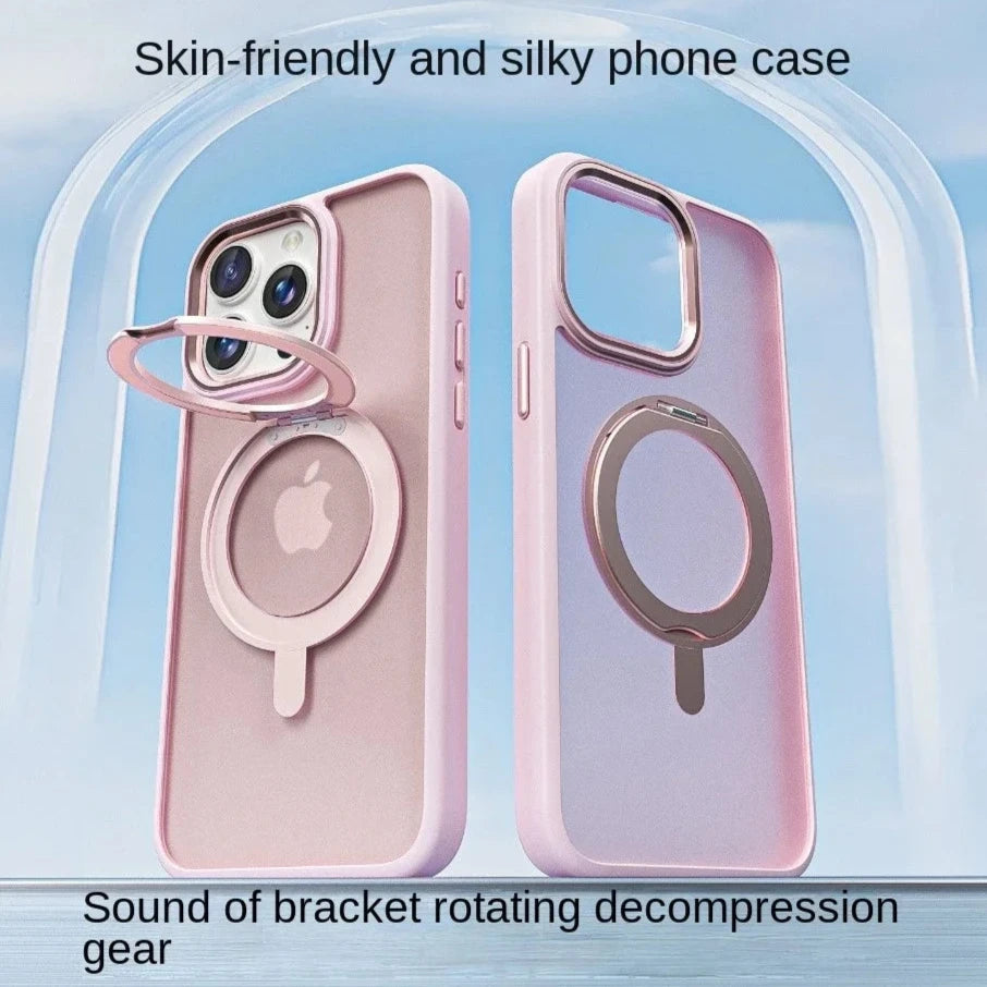 Frosted Magnetic Rotating Bracket Case for iPhone 16 Series