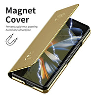 Magnetic Plastic Shockproof Phone Case with Mirror Leather Holder for Samsung Galaxy Z Fold 5