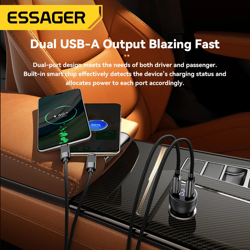 Essager 73W Car Charger with Dual USB Ports