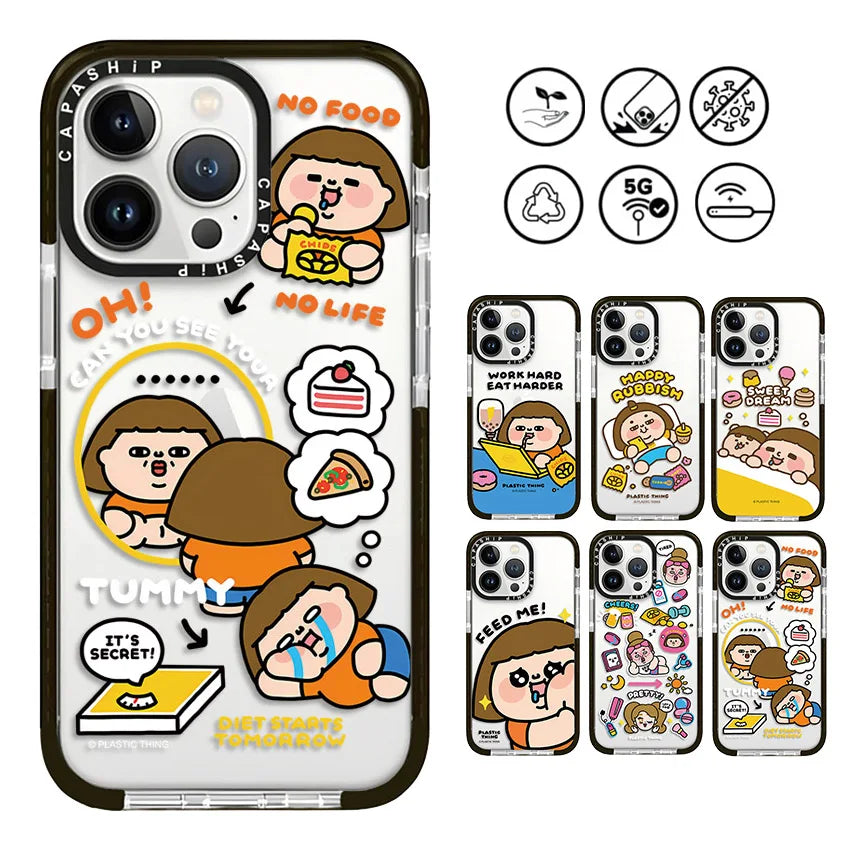 Foodie Fat Girl Sticker Soft TPU Shockproof Case for iPhone 15 Series