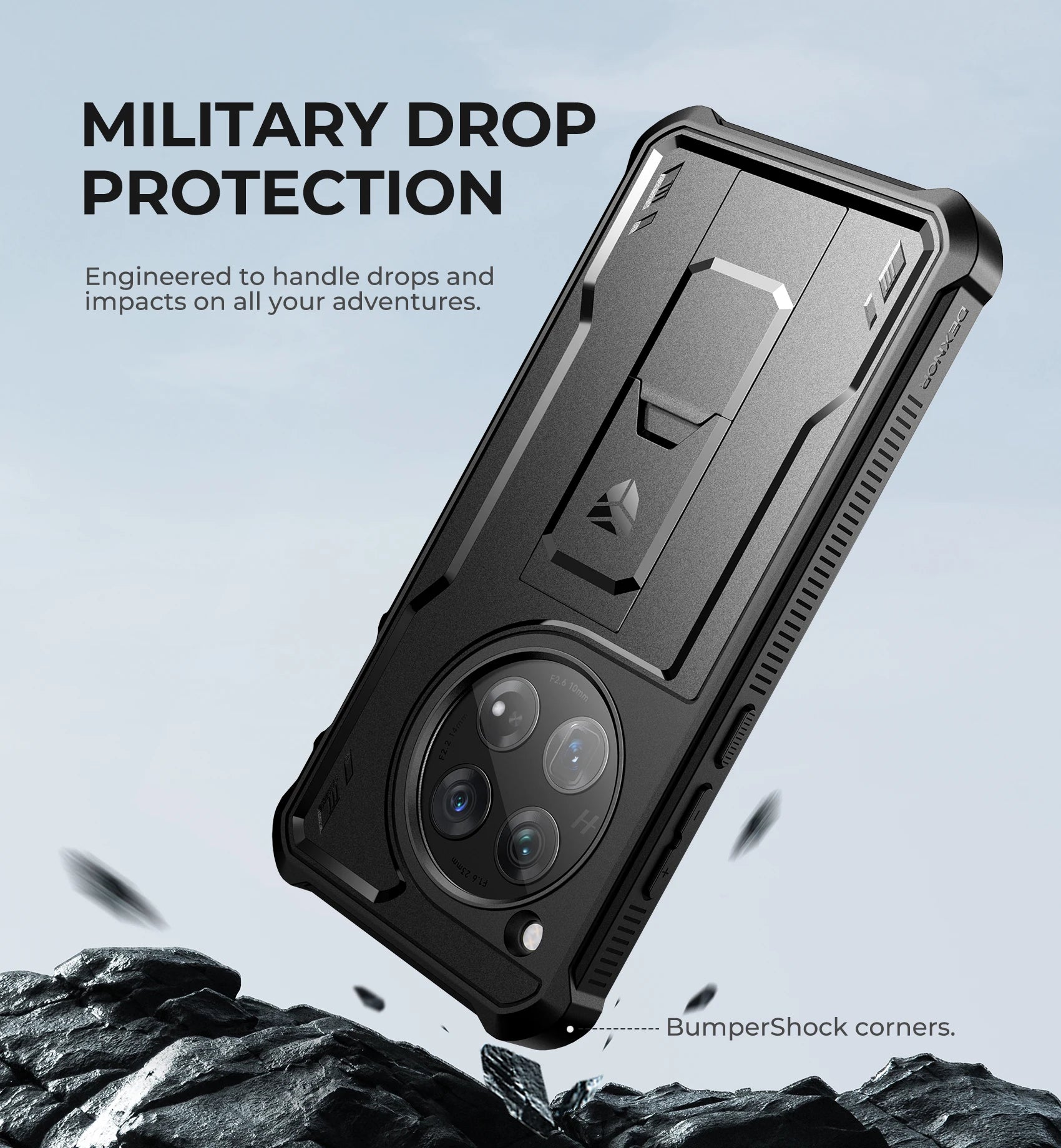 Rugged Full Body Military-Grade Shockproof Armor Case with Integrated Screen Protector and Bracket for OnePlus 12