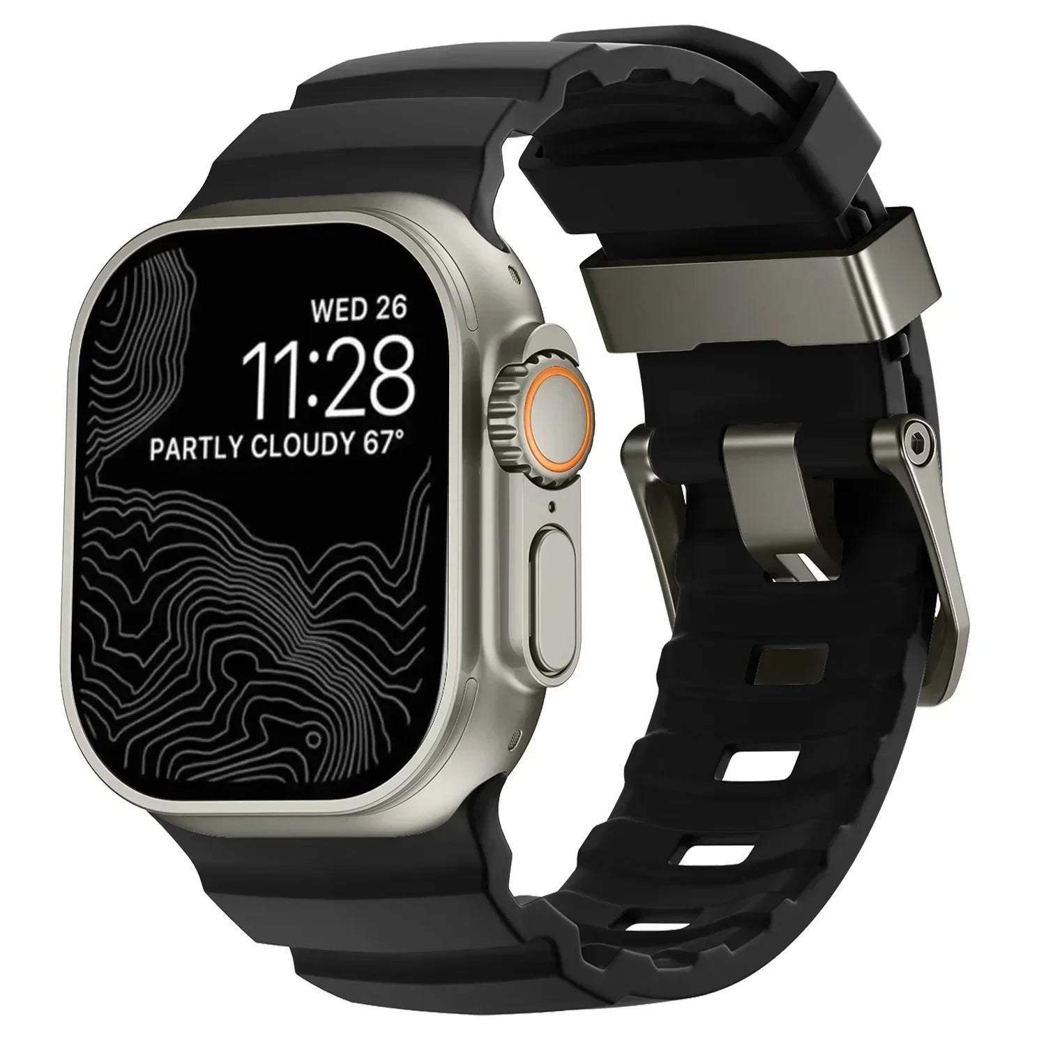 Premium Sport Silicone Strap with Metal Buckle for Apple Watch