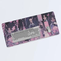 Pink Cat Large Gaming Mouse Pad with Anti-Slip Base