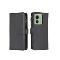 Magnetic Zipper Leather Wallet Case with Card Slots for Motorola Moto G73 5G