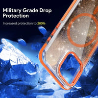 Glitter Transparent Magnetic Suction Wireless Charging Shockproof Phone Case for iPhone 14 Series