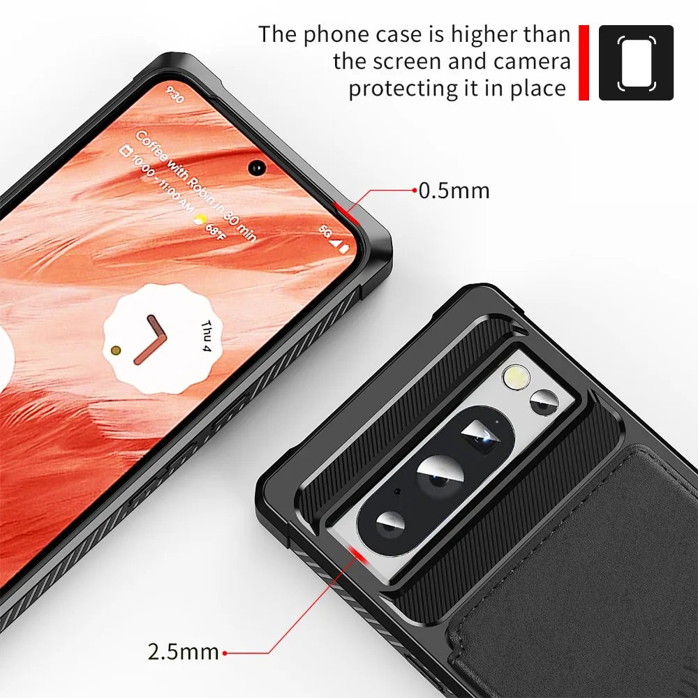 Wallet Case with Card Holder Slot and Magnetic Car Mount for Google Pixel 8 Series