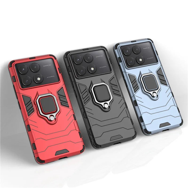 Ring Holder Armor Bumper Protective Phone Case for Xiaomi Poco X6 and Poco X6 Pro