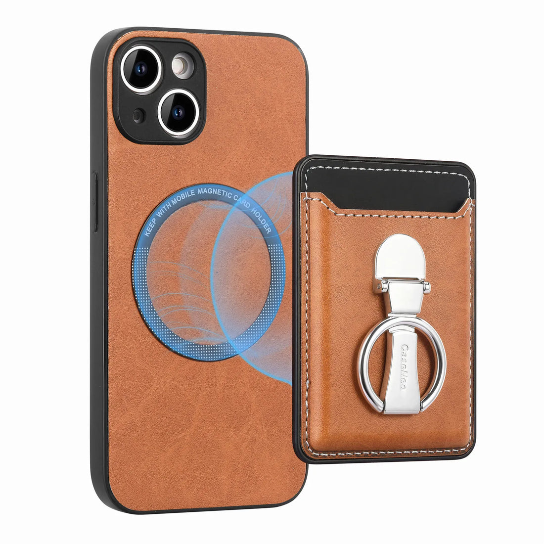 2 in 1 Detachable Magnetic Wallet Leather Case with Card Bag for iPhone 15 Series