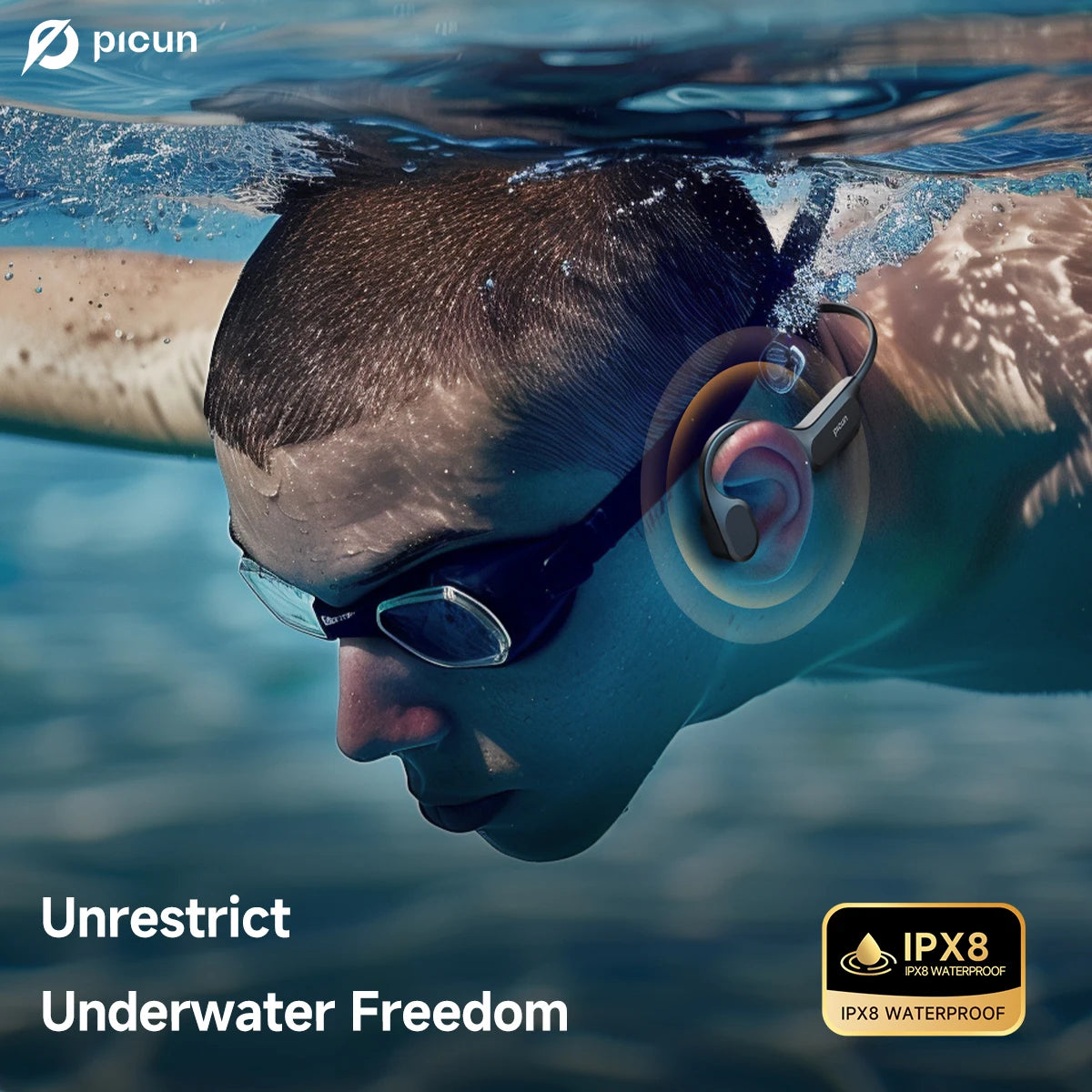 Picun T2 IPX8 Waterproof Bone Conduction Earphone