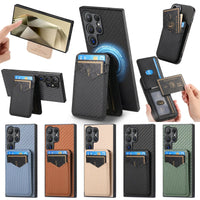 2-in-1 Detachable Carbon Fiber Vertical Wallet Case with Card Slots for Samsung Galaxy S24 Series