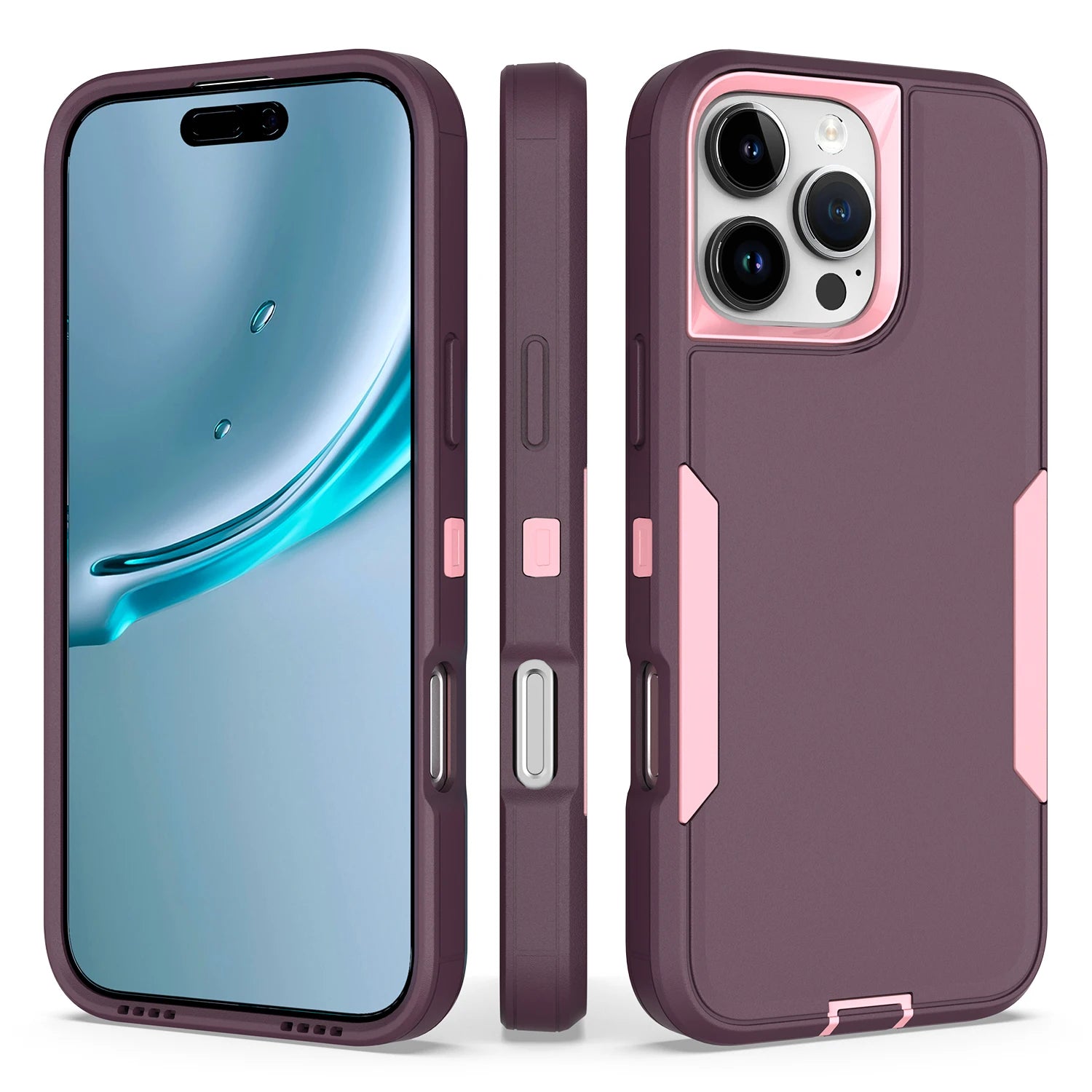 2-in-1 Shockproof Armor Case with TPU Frame and Plastic Back for iPhone 16 Series