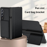 Samsung Galaxy Z Fold 5 Leather Case with Card Slot, Magnetic Closure, and Pen Holder