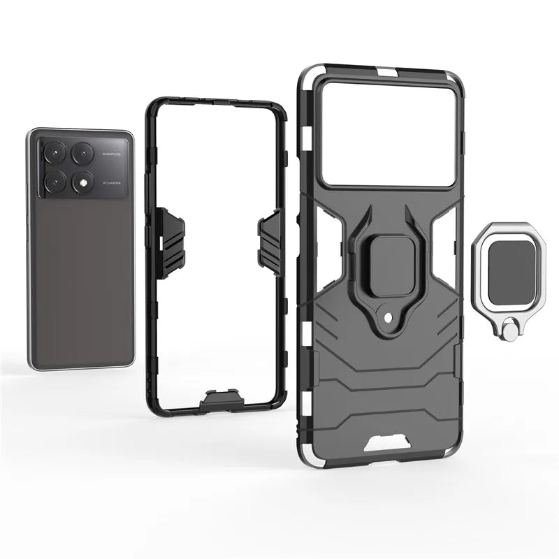 Ring Holder Armor Bumper Protective Phone Case for Xiaomi Poco X6 and Poco X6 Pro