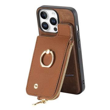 Leather Wallet Phone Case with Ring Kickstand for iPhone 16 Series