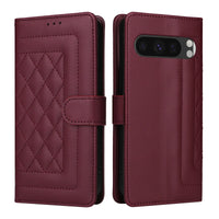 Checkered Leather Flip Case with Card Slot for Google Pixel 8 Series