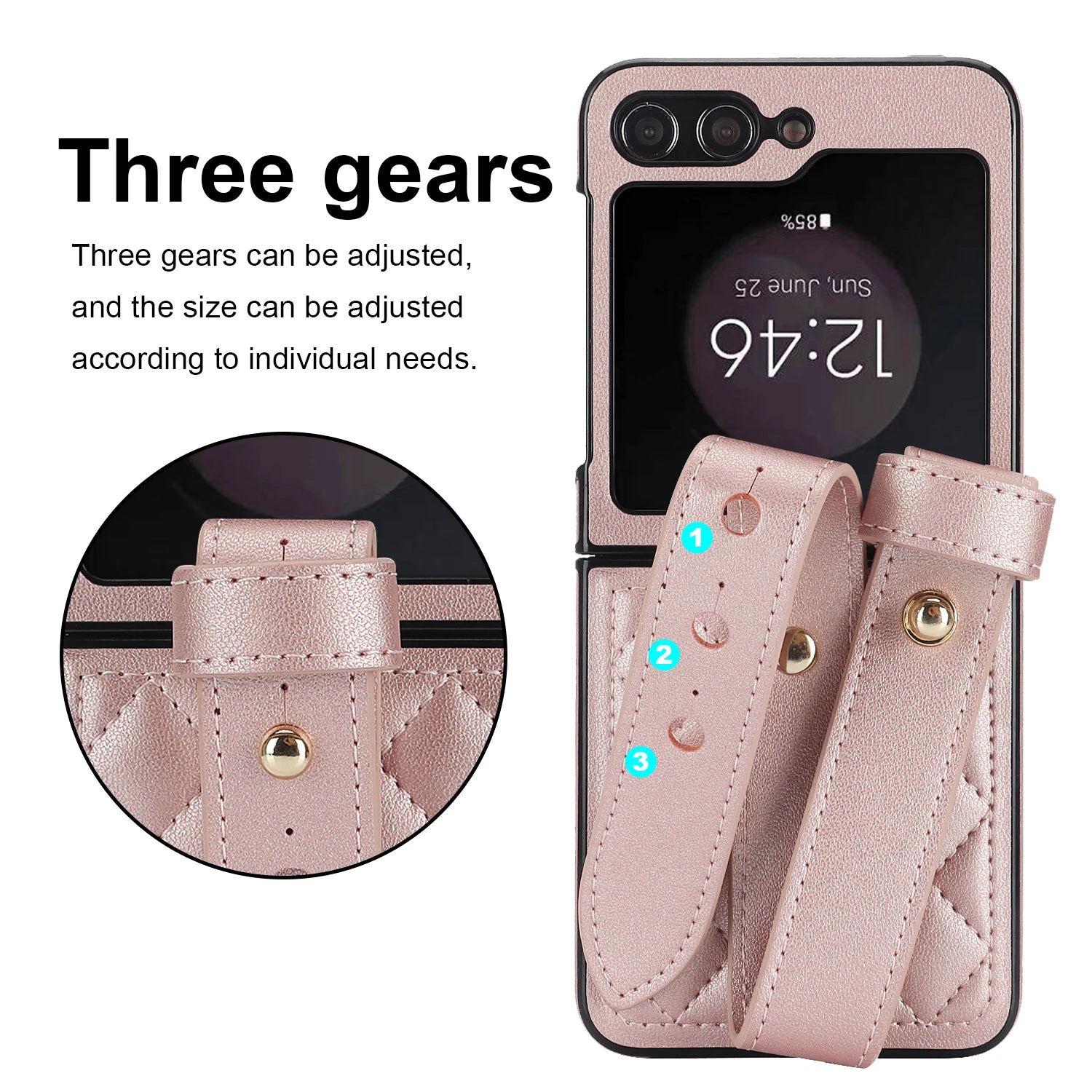 Elegant Leather Wrist Strap Phone Case for Samsung Galaxy Z Flip 6