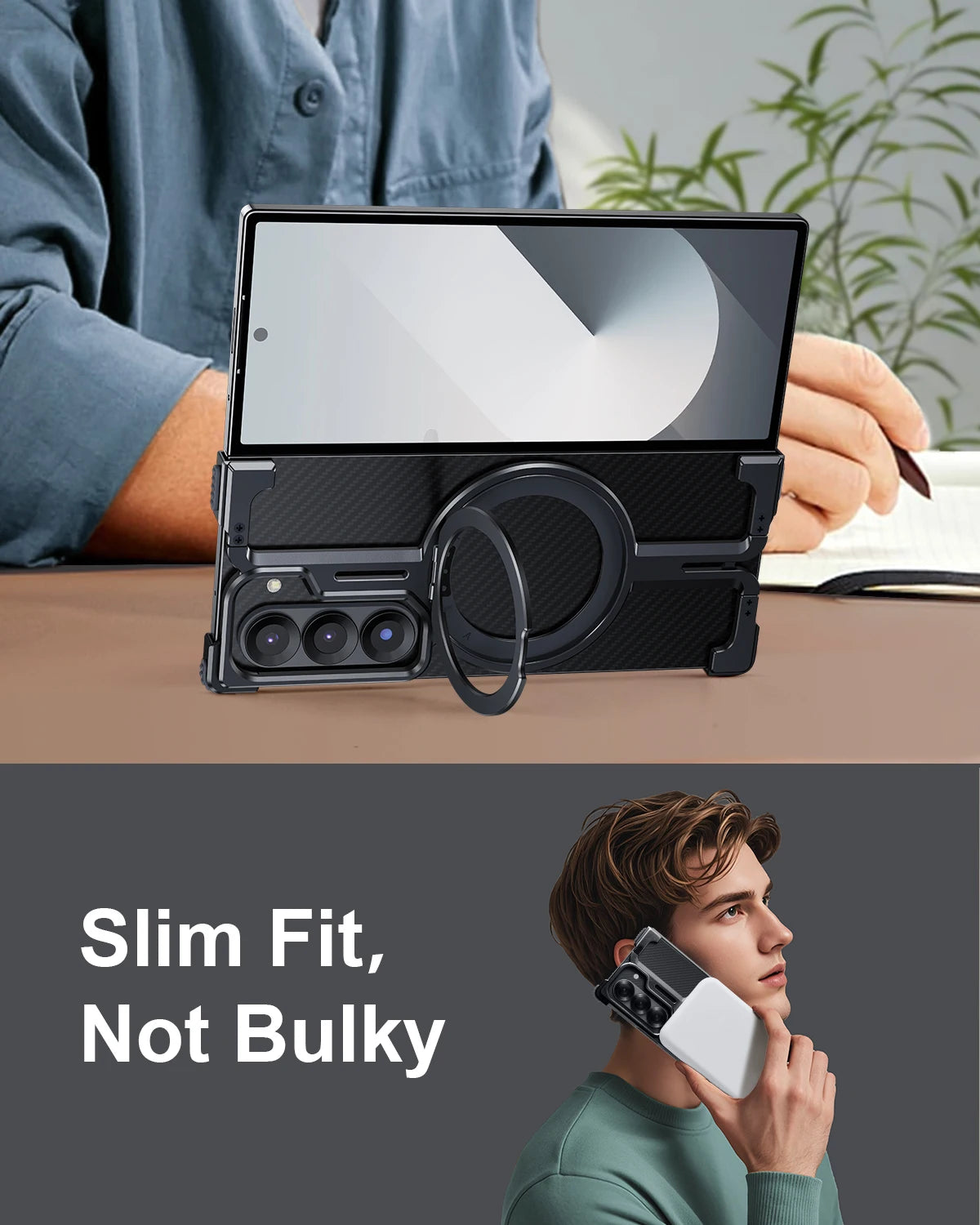 Samsung Galaxy Z Fold 6 Slim Shockproof Magnetic Case with Kickstand