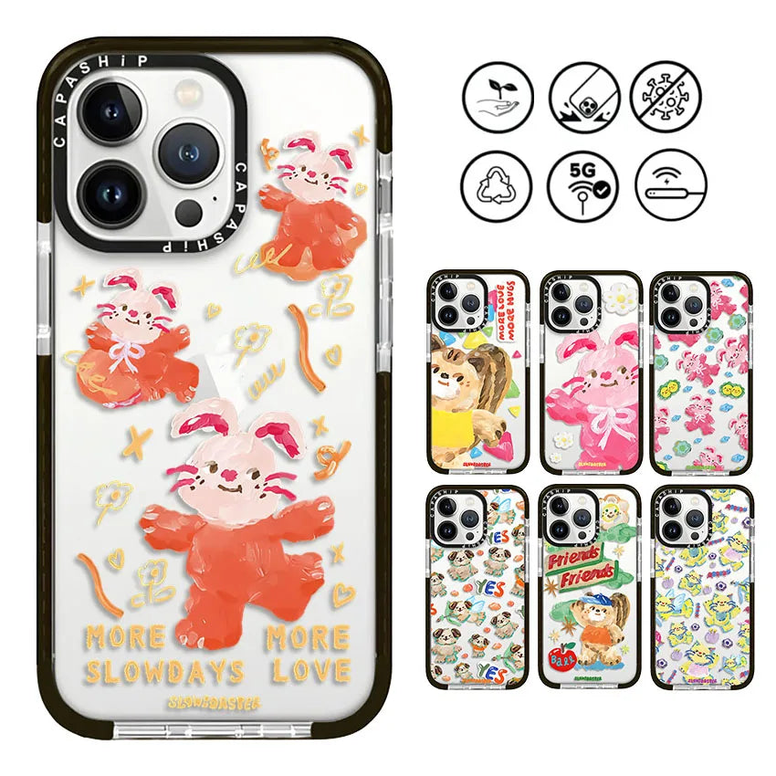 Cartoon Rabbit Soft TPU Shockproof Back Case for iPhone 15 Series