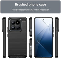 Luxury Brushed Fiber Texture Shockproof Soft TPU Silicone Protective Phone Case for Xiaomi 14 Series