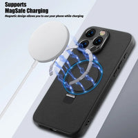 Minimalist Pure Color Leather Magnetic Wireless Charging Phone Case for iPhone 14 Series