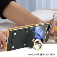 Luxury Leather Ring Holder Phone Case for Samsung Galaxy Z Flip 6