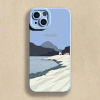 Landscape Oil Painting Anti-Shock Lens Protection Case for iPhone 14 Series