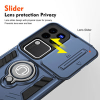 Shockproof Armor Case with Slide Camera Lens Protection and Ring Stand for VIVO V30 Series
