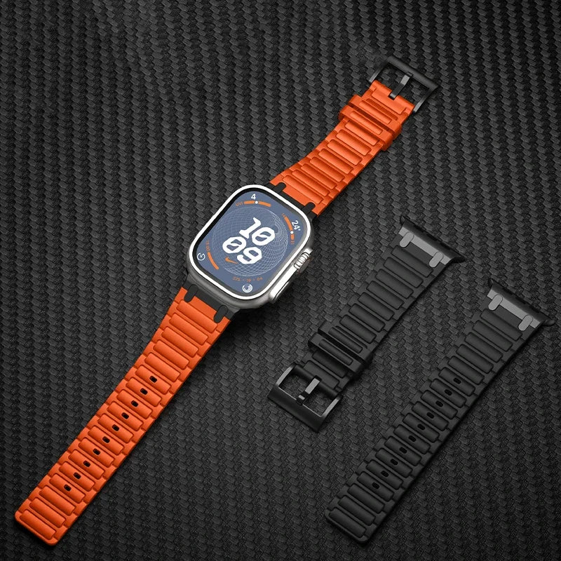 Silicone and Metal Hybrid Strap for Apple Watch Ultra