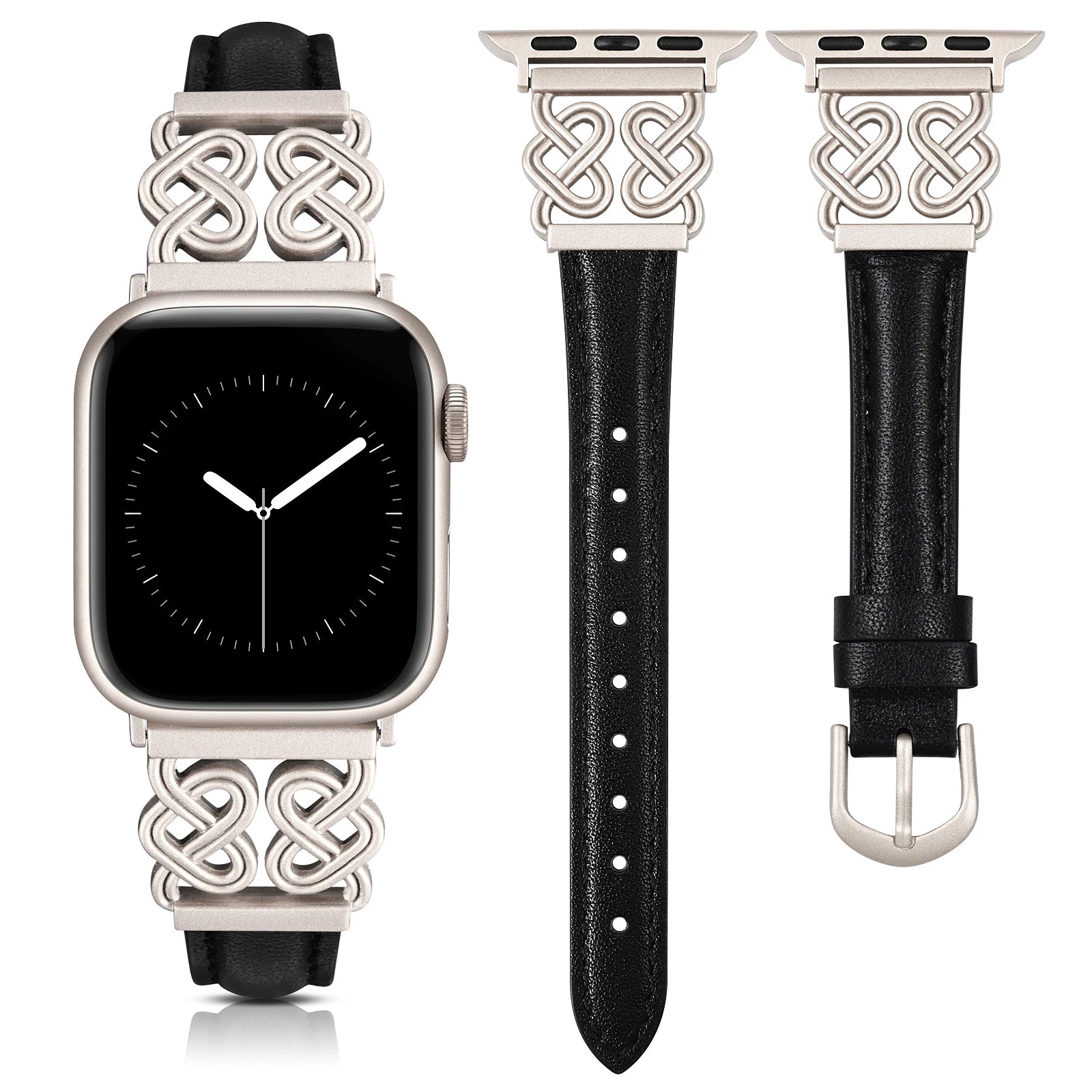 Dressy and Elegant Celtic Heart Knot Leather Band for Apple Watch