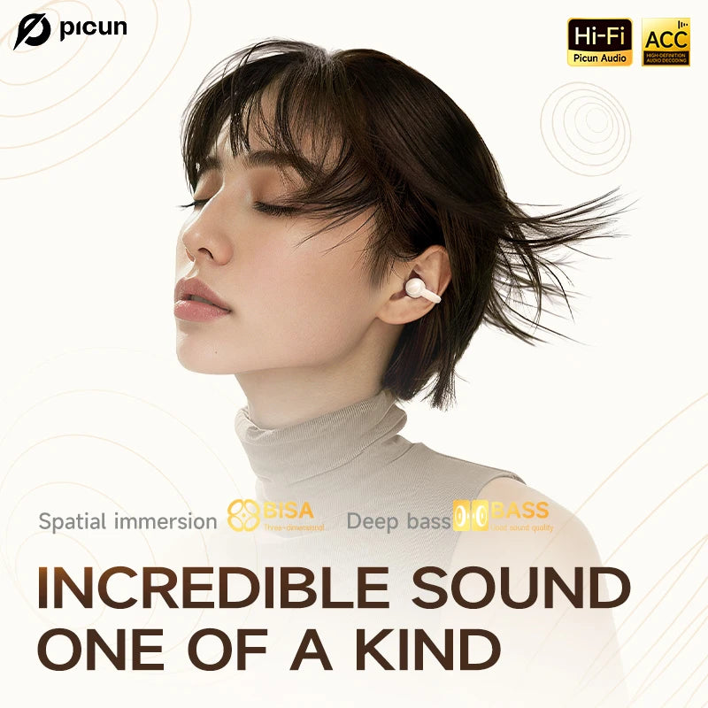 Picun W5 Bluetooth 5.4 Ear Clip Earphones