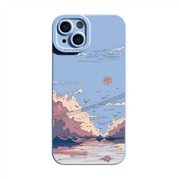 Sunset Scenery Silicone Shockproof Soft Phone Case for iPhone 15 Series