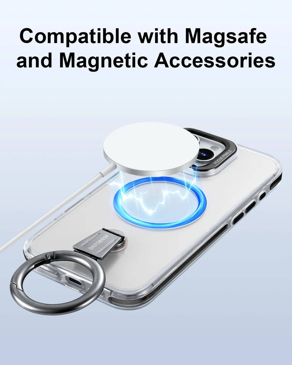 Shockproof Clear MagSafe Case with 360° Ring Stand for iPhone 15 Pro & iPhone 15 Pro Max