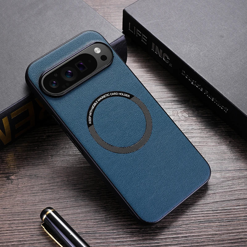 Protective Magnetic PU Leather + TPU Back Cover Case for Google Pixel 8 Series